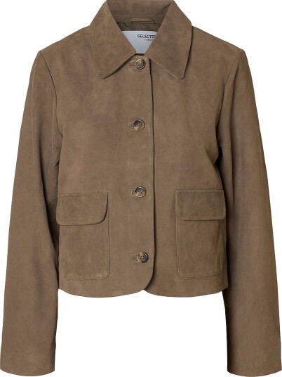 Selected Femme Semsket jakke slfKaya Suede Grå
