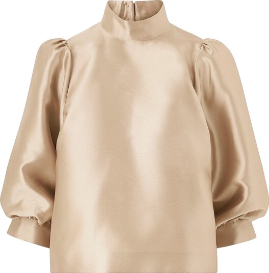 Joelle Satengbluse med høy hals Beige