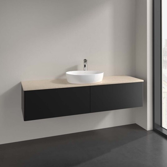 Villeroy & Boch Antao Servantskap med 2 skuffer 160x50x36 cm u/lys Sort Matt/Crème Villeroy & Boch Antao Servantskap med 2 skuffer 160x50x36 cm u/lys Sort Matt/Crème