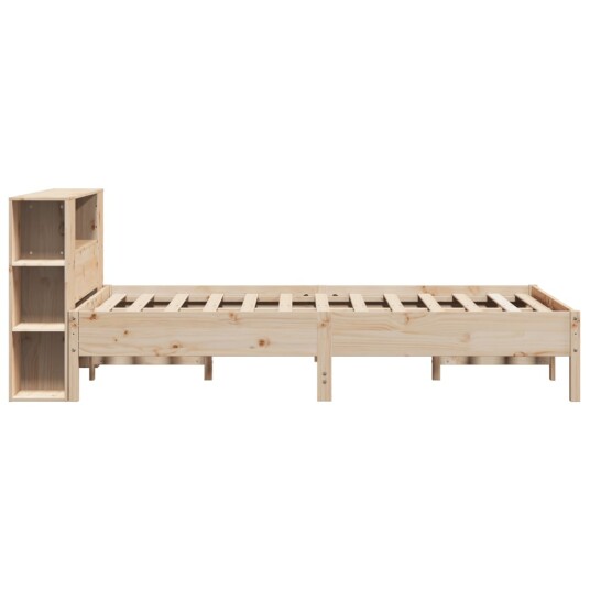 Seng med bokhylle uten madrass 140x200 cm heltre furu 3322831