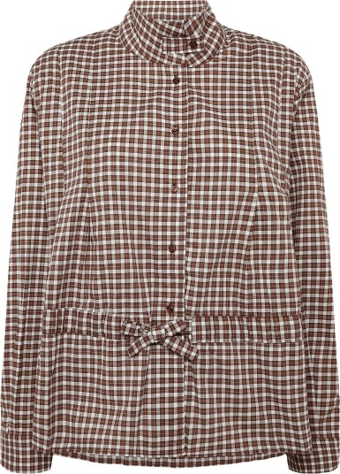 ONLY Onlkeery Ls Highneck Tie Shirt Ex Wvn Brown M