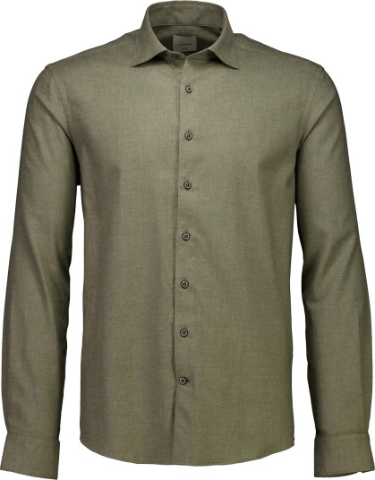 Lindbergh Black 1927: Cashmere Touch Soft Collar Shirt Wf L/S Khaki green M