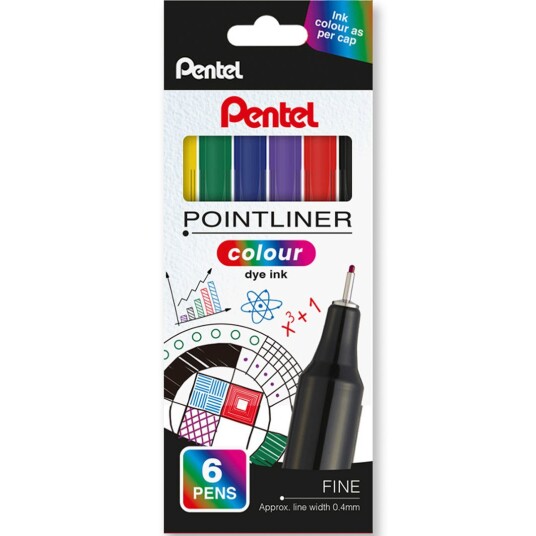 Pentel Pointliner Colour 6 sett