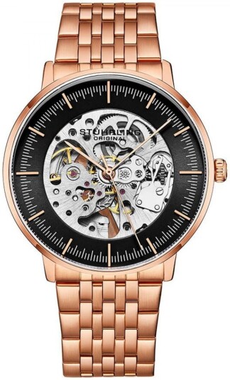Stührling Original Herreklokke 3994.3 Legacy Sort/Rose gulltonet