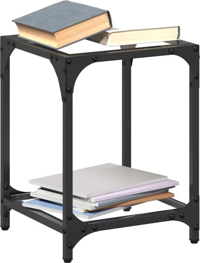 Sofabord med gjennomsiktig glassplate 2 stk 30x30x40 cm stål 845955 Sofabord med gjennomsiktig glassplate 2 stk 30x30x40 cm stål 845955