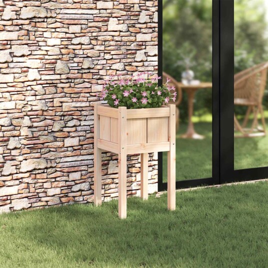vidaXL Hageblomsterpotte Natur 40 x 40 x 70 cm Massiv furu