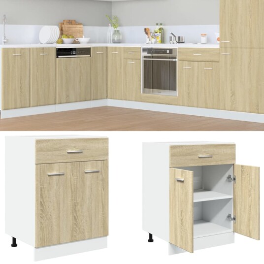 Bunnskap med skuff sonoma eik 60x46x81,5 cm sponplate Bunnskap med skuff sonoma eik 60x46x81,5 cm sponplate