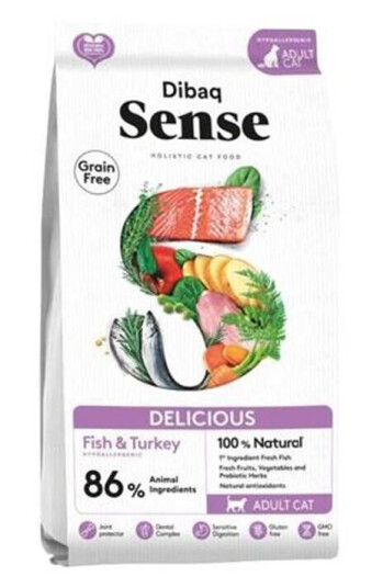 Dibaq Sense Cat Delicious Fish & Turkey Tørrfôr Til Katt 6 kg Dibaq Sense Cat Delicious Fish & Turkey Tørrfôr Til Katt 6 kg