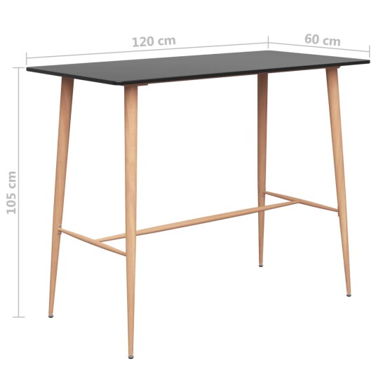 vidaXL Barbord svart 120x60x105 cm