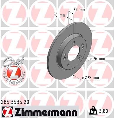 Bremseskive ZIMMERMANN 285.3535.20