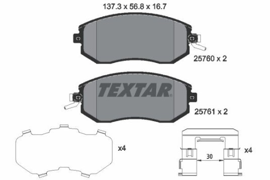 Bremseklosser TEXTAR 2576001 Bremseklosser TEXTAR 2576001