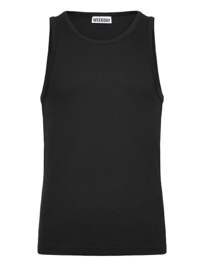 Weekday Regular Fit Ribbed Tank Top - Black - XS