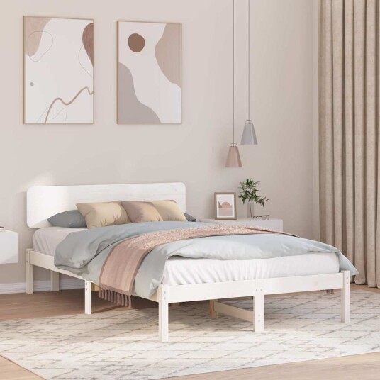  Sengestamme med hodegjerde Hvit 120 x 190 cm Heltre furu