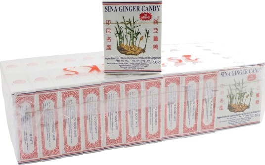 25 stk Sin-A Ginger Candy - Myke Ingefær Godteribiter - Hel Pakke 1,4 kg (Indonesia)
