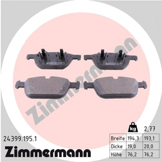 Bremseklosser sett ZIMMERMANN 24399.195.1