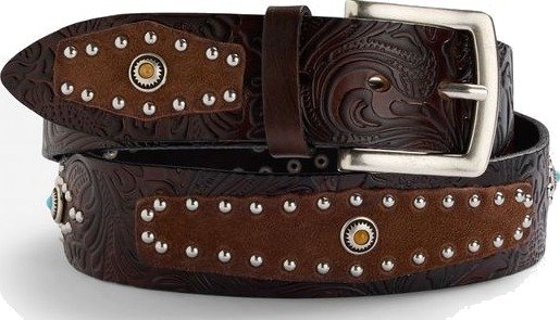Alberto Luti Western belt with stamped details 90 brun herre