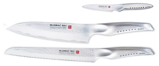 Global SAI Knivset Kokkekniv + Brødkniv + Skrellekniv