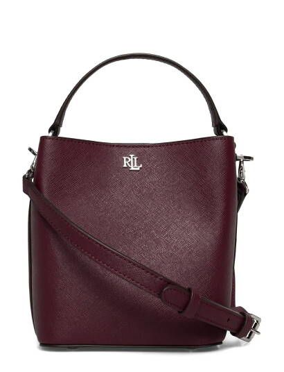 Lauren Ralph Lauren Crosshatch Small Reese Bucket Bag - Burgundy - ONE SIZE