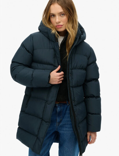 Superdry Hooded Sports Puffer Mid Jkt Navy L