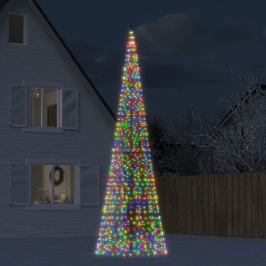 vidaXL Juletrelys på flaggstang 1534 LED fargerik 500 cm