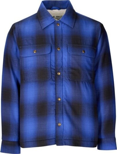 Marmot Men's Ridgefield Sherpa Flannel Shirt Jacket Oxide Blue M