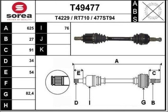 Drivaksel EAI T49477 Drivaksel EAI T49477