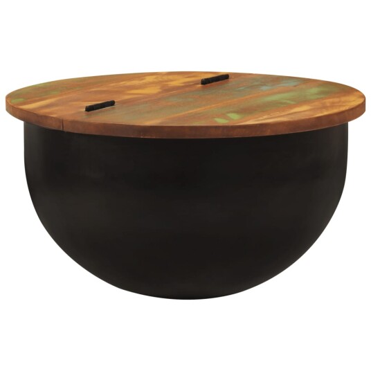 Salongbord svart 50x27 cm gjenvunnet heltre 351755