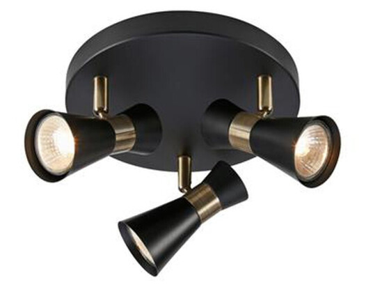 Marksløjd Folie taklampe 3-spot - Svart/Antikk messingfarget