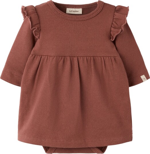 Lil"Atelier Nbfthoro Ls Loose Body Dress Lil   MAHOGANY   86