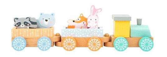 Small Foot  Wooden Train with Forest Animals Past