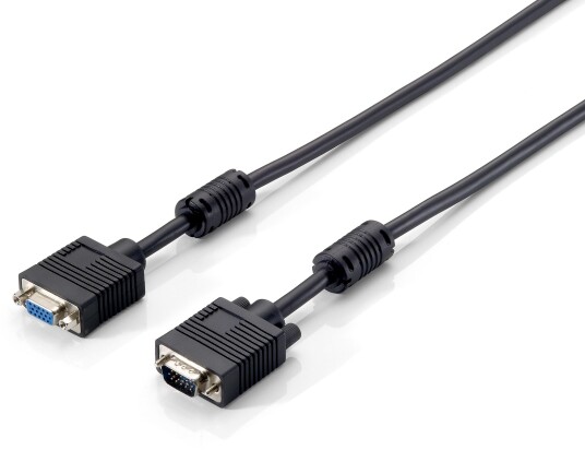 EQUIP VGA HD15m/HD15f with ferrite core 3m cable black