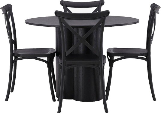 Venture Home Spisegruppe Olivia med 4 stk stoler Crosett Svart Venture Home Spisegruppe Olivia med 4 stk stoler Crosett Svart