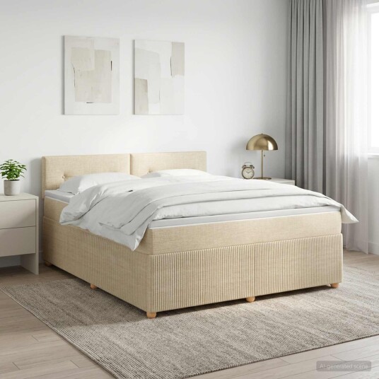 vidaXL Kontinentalseng med madrass Krem 140 x 200 cm Stoff