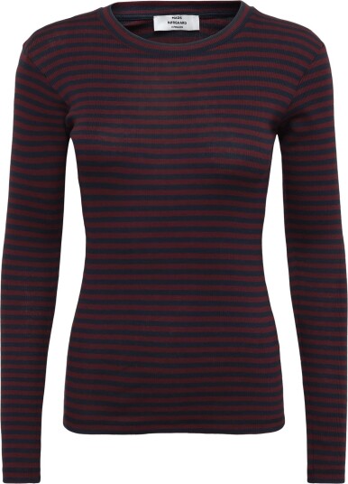 Mads Nørgaard 2X2 Cotton Stripe Tuba Tee Ls SKY CAPTAIN/WINETASTING L
