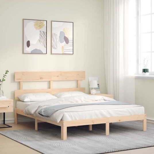 vidaXL Sengeramme med hodegavl 5FT King Size heltre 8720845987060 vidaXL Sengeramme med hodegavl 5FT King Size heltre 8720845987060
