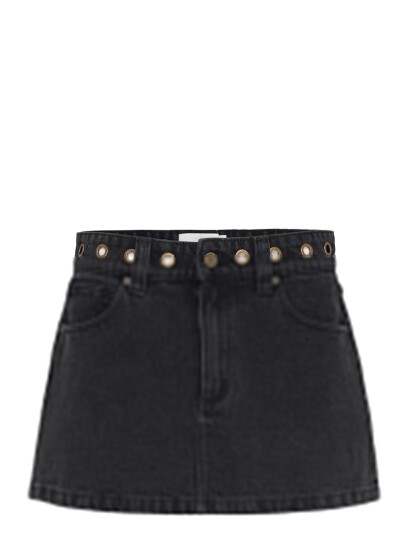 ABRAND 95 Mid Aline Skirt Brie Eyelet Brie Black 27