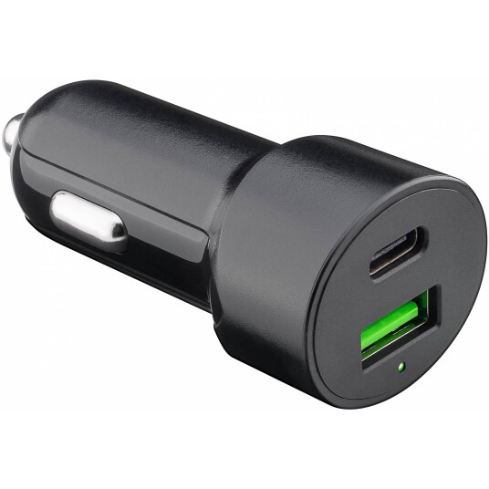 Goobay 48W USB-C og USB-A Billader for iPad/iPhone - Rask Lading i Svart Goobay 48W USB-C og USB-A Billader for iPad/iPhone - Rask Lading i Svart