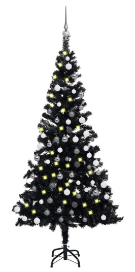 vidaXL Kunstig juletre med LED og kulesett 120 cm PVC svart