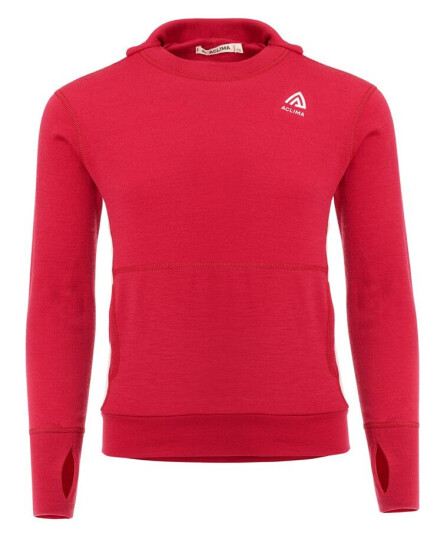 Aclima Warmwool Hoodsweater Jr Jester Red / Beige Melange 140