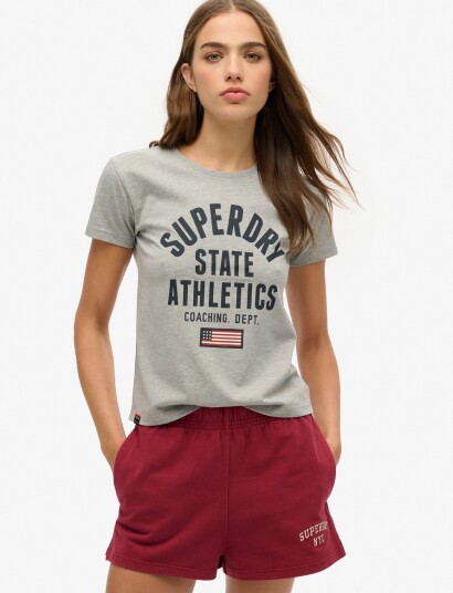 Superdry Ath Graphic Fitted Tee   Grey   42