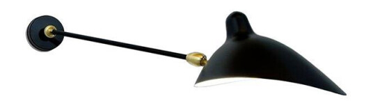 Serge Mouille Applique 1 Vegglampe Sort & Messing m. Rotasjon