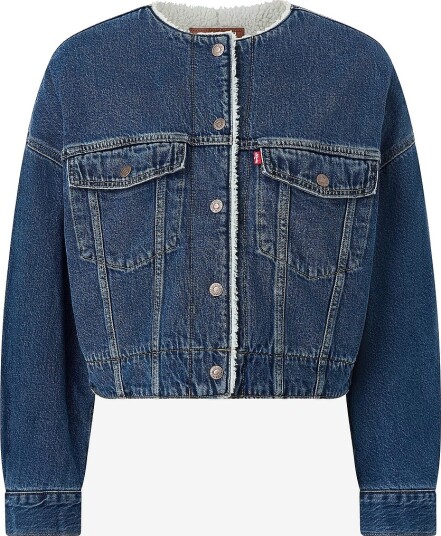 Levi's Denim jakke Collarless Crop Sherpa Trucker Blå
