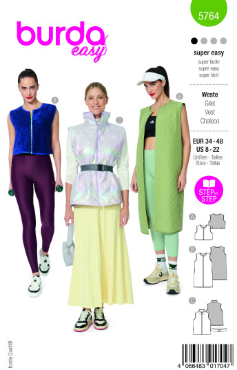 Burda 5764 - Vest EUR: 34-48 US: 8-22