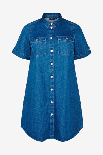 Zizzi Denimkjole vAmi S/S Blå Zizzi Denimkjole vAmi S/S Blå