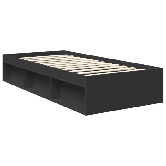 Sengestamme med hodegjerde Svart 90 x 190 cm Massiv furu Sengestamme med hodegjerde Svart 90 x 190 cm Massiv furu