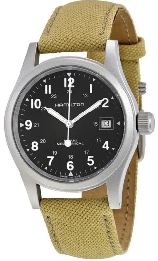 Hamilton Herreklokke H69439933 Khaki Field Sort/Tekstil Ø38 mm