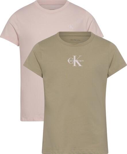 Calvin Klein 2 Pack Slim Monologo T Shirt   Beige   170