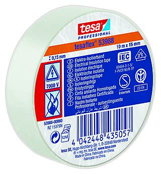 Tesa elektrotape 10mx15 mm hvit Tesa elektrotape 10mx15 mm hvit