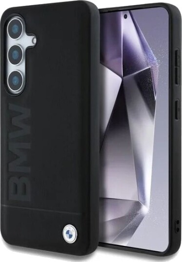 BMW Leather Big Wordmark Case for Samsung Galaxy S25+ Black