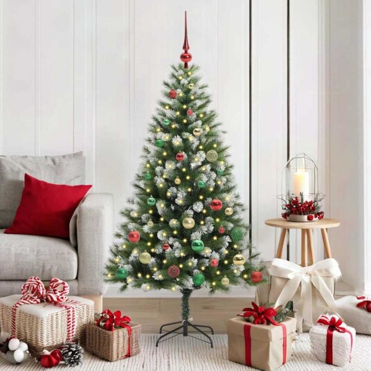 Kunstig leddet juletre med flocket snø Grønn og hvit 150 cm Kunstig leddet juletre med flocket snø Grønn og hvit 150 cm